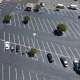 Aerial view of asphalt paving parking lot.