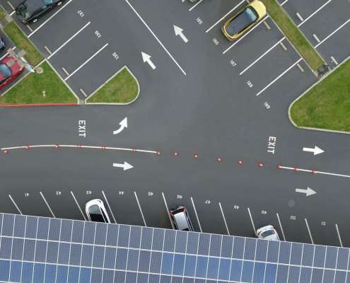 Aerial view of a renovated sustainable asphalt.